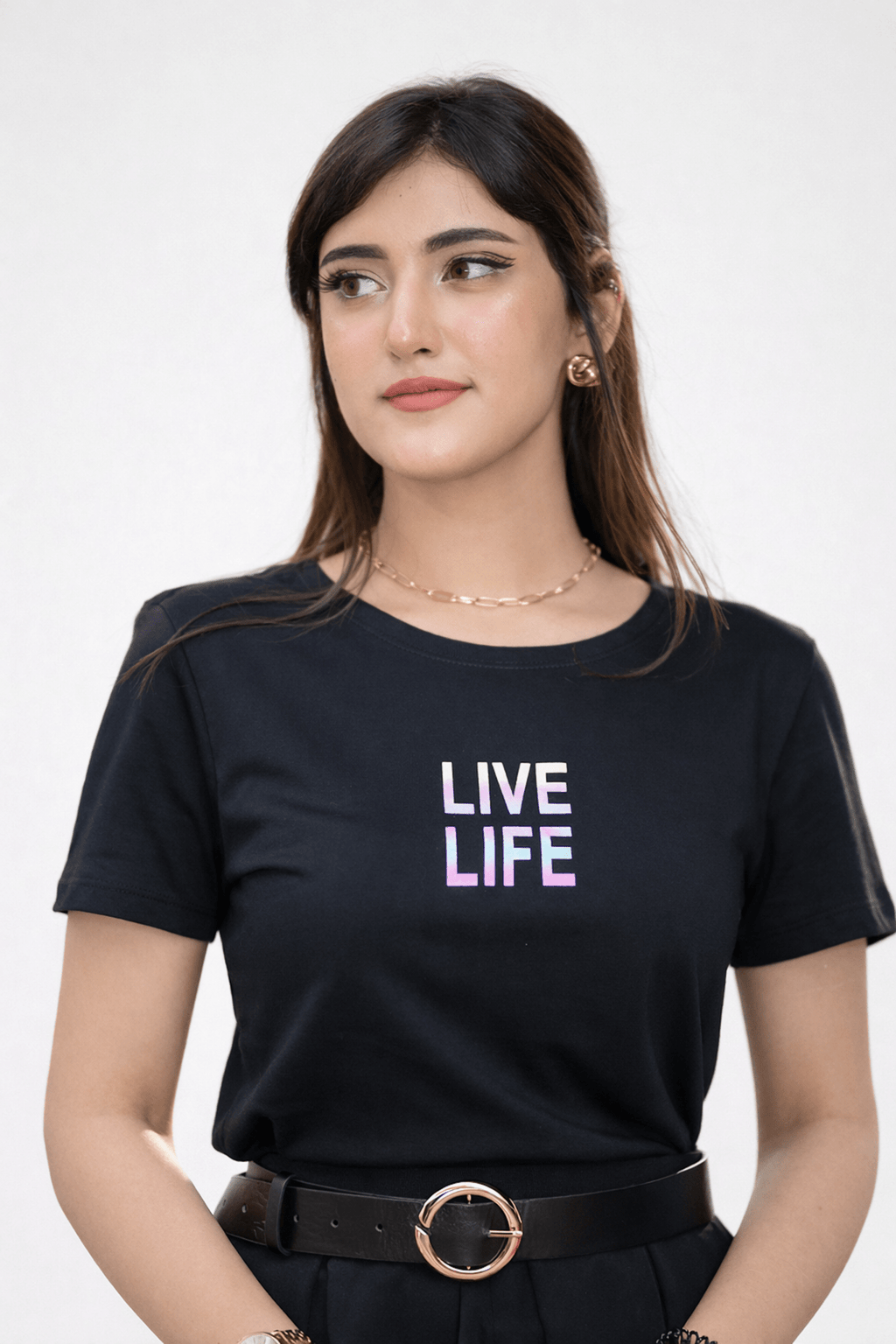 Black Graphic Tee - women's clothing Pakistan