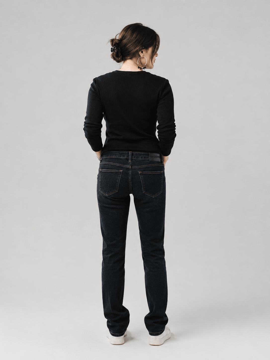 Black Ribbed T-Shirt - women's clothing Pakistan