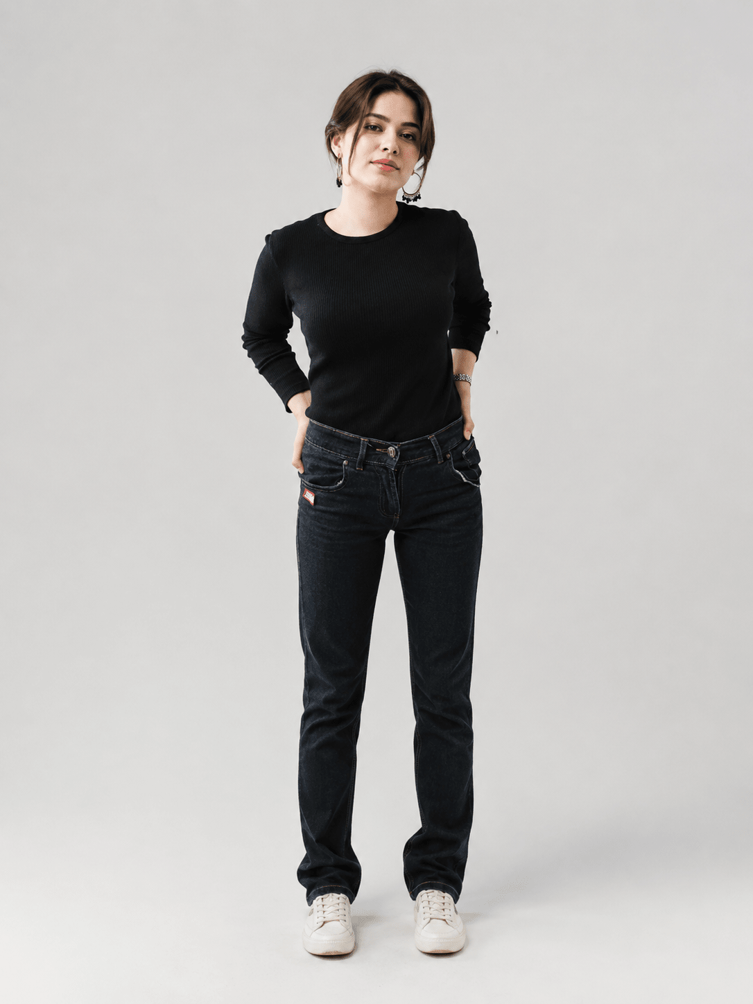 Black Ribbed T-Shirt - women's clothing Pakistan