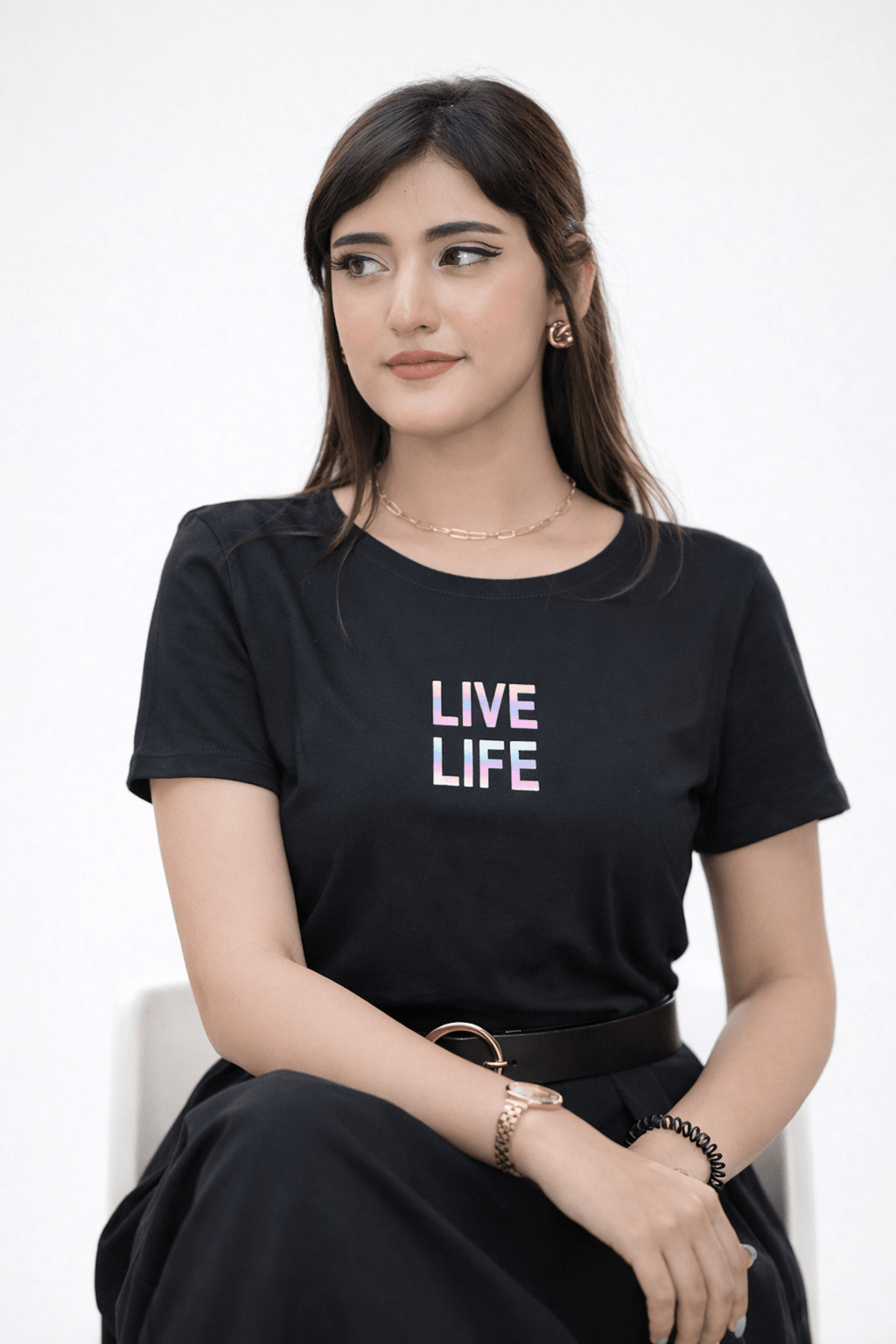 Black Graphic Tee - women's clothing Pakistan
