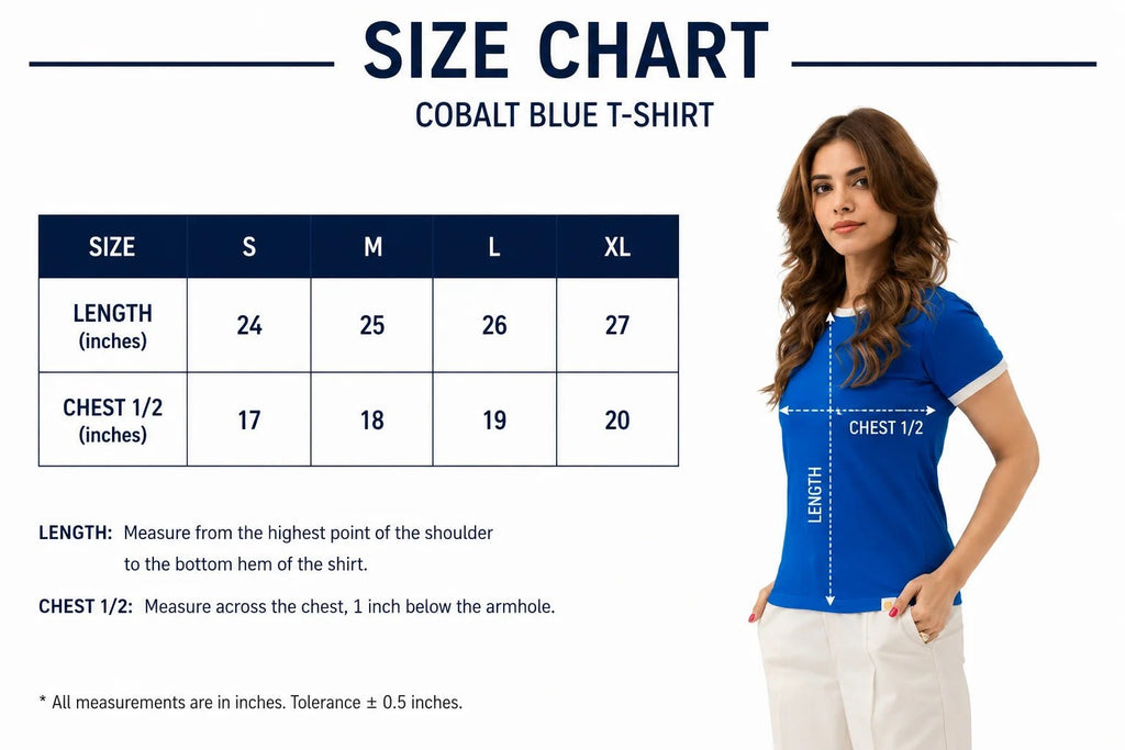 COBALT BLUE T - SHIRT - women's clothing Pakistan
